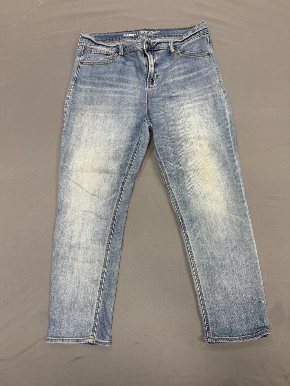 Old Navy Perfect Straight Jeans Women's 12 Mid Rise Stretch Denim Blue Medium